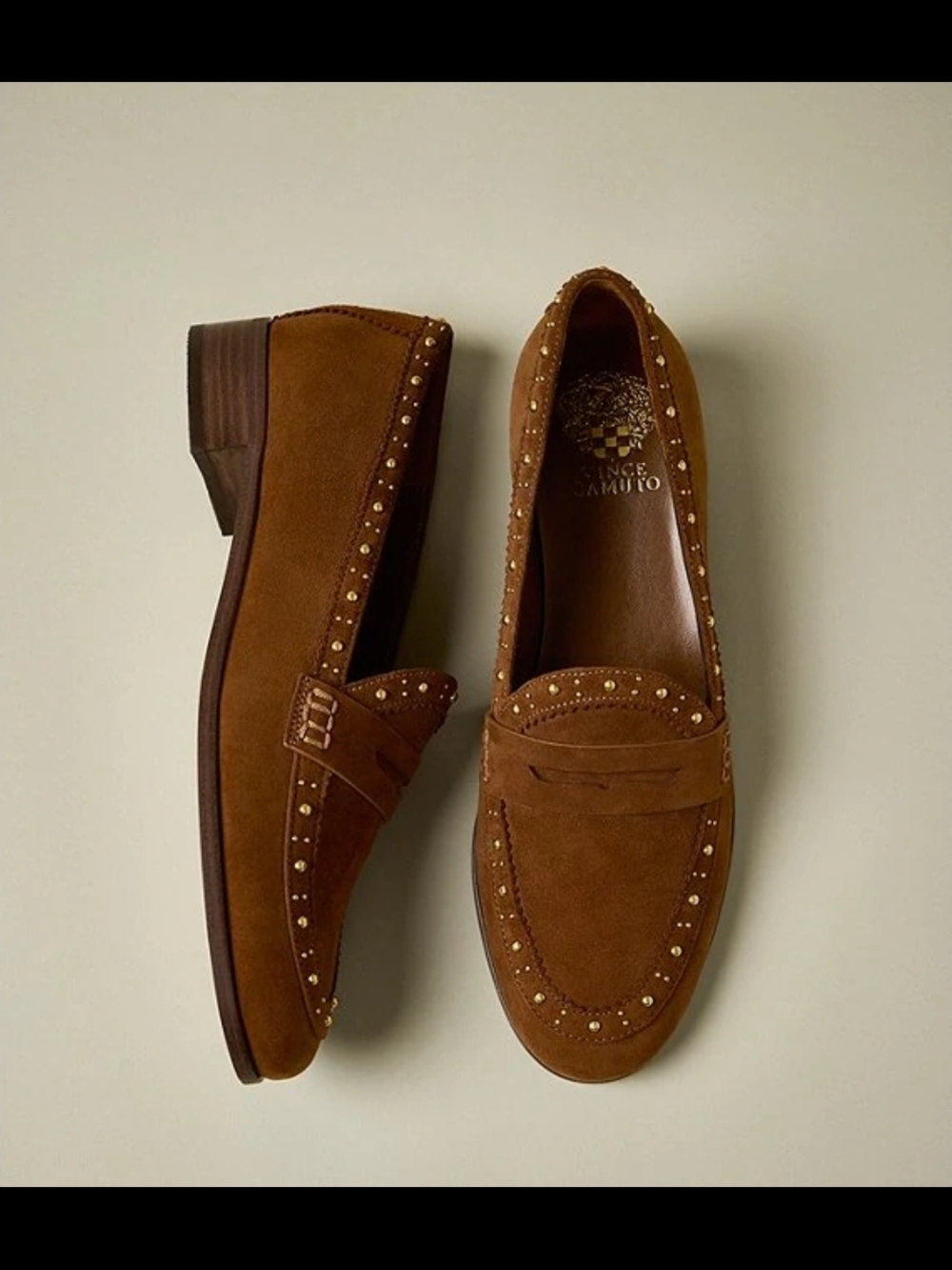 Vince Camuto Camdyn Studded Suede Penny Loafers 9.5 NEW IN BOX